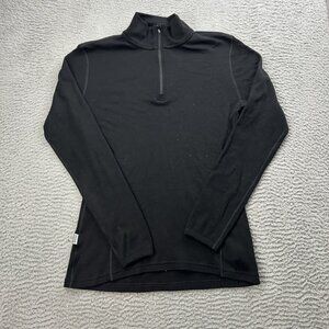 MINUS 33 Women's Merino Wool Mid-Weight 1/4 Zip Long Sleeve Top Med Black Shirt